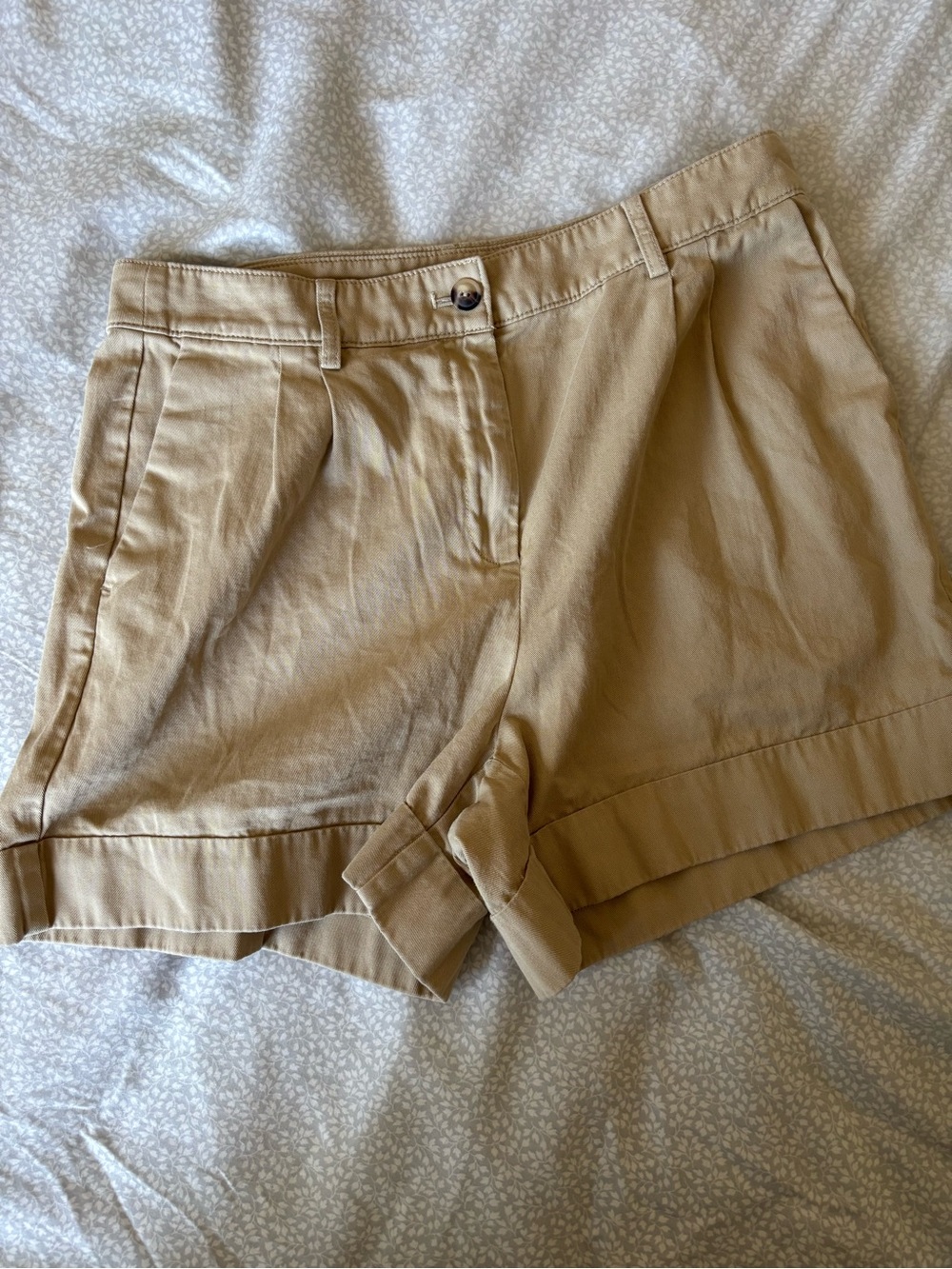 J. Crew Women's Tan Pleated High-Rise Shorts